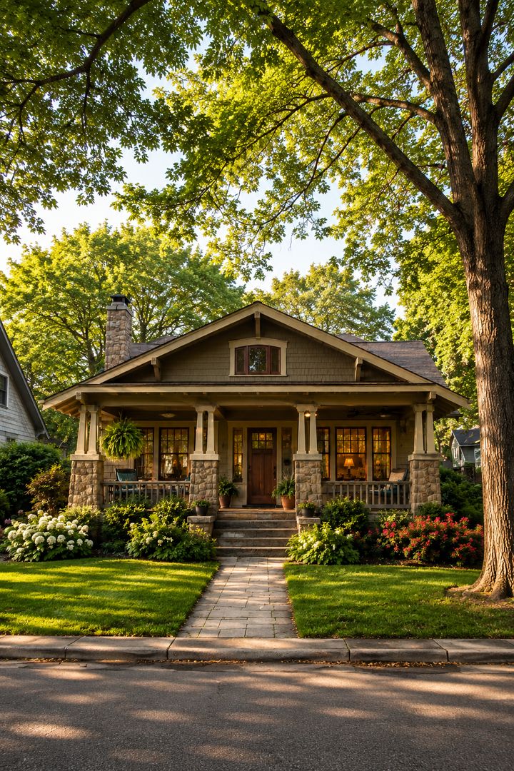 Example listing photo: a craftsman bungalow with a deep front porch under mature trees